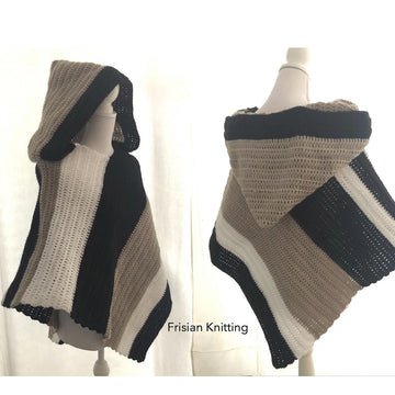 Hooded poncho striped