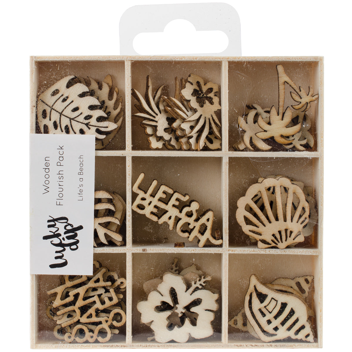 Kaisercraft Wood Mini Themed Embellishments - Life's A Beach, 45/Pkg
