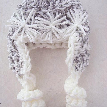 352, SKI BUNNY HAT, crochet, size newborn to age 3