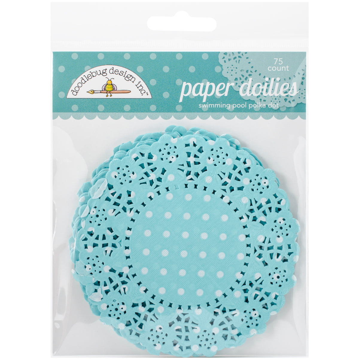 Doodlebug Doilies 4.5" 75/Pkg - Swimming Pool Polka Dot