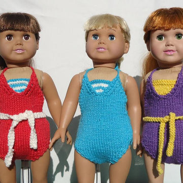 California Collection Beachwear, Knitting Patterns fit American Girl and other 18-Inch Dolls