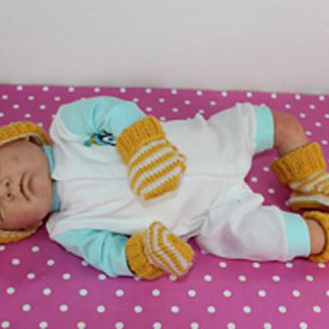 Baby Easy Stripe Pixie Hat, Booties & Mittens
