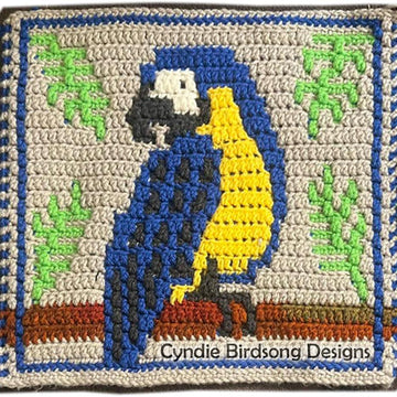 Tropical Macaw - mosaic crochet square