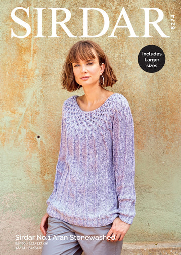 Sweater in Sirdar No.1 Aran Stonewash - 8274 - Downloadable PDF