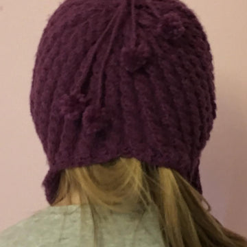 Girls Plum Cable Knit Earflap Hat