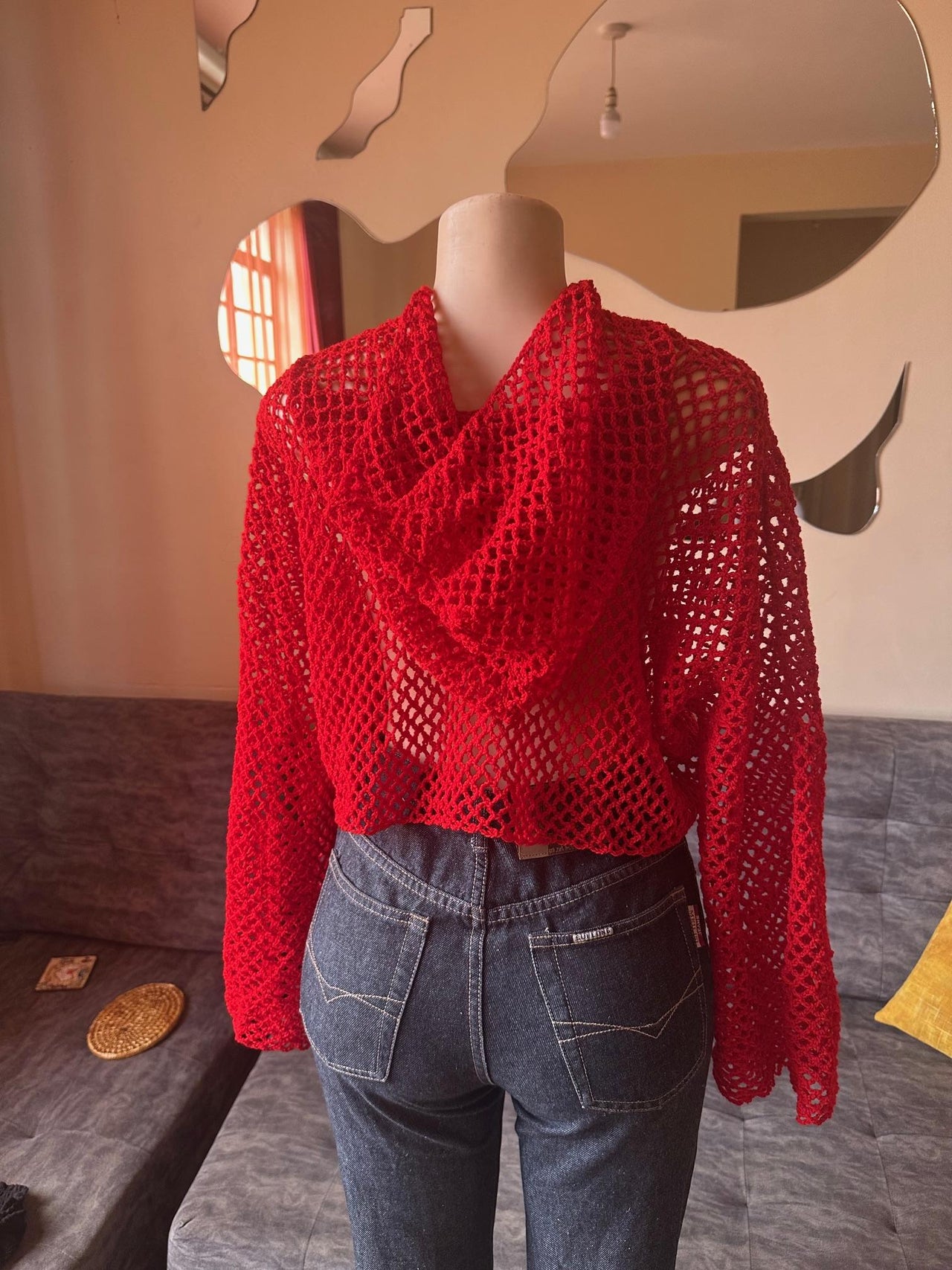 Mesh cropped hoodie