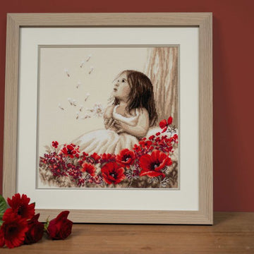 Vervaco Girl In A Poppy Field Cross Stitch Kit - 33 x 34 cm