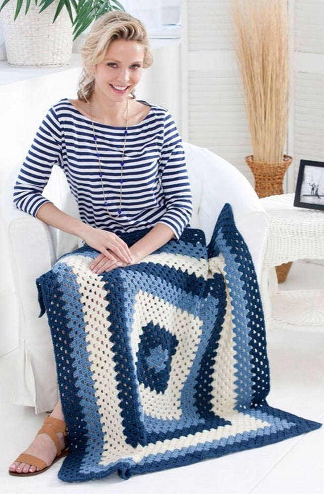 Crochet Granny Blues Lapghan in Red Heart Super Saver Economy Solids - LW3073