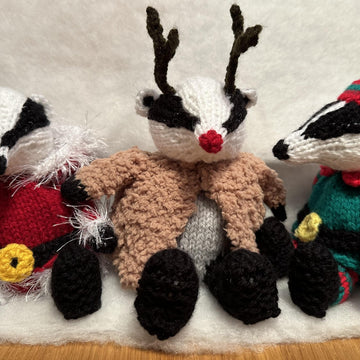 Christmas Badgers dressed as Santa, Reindeer & Elf
