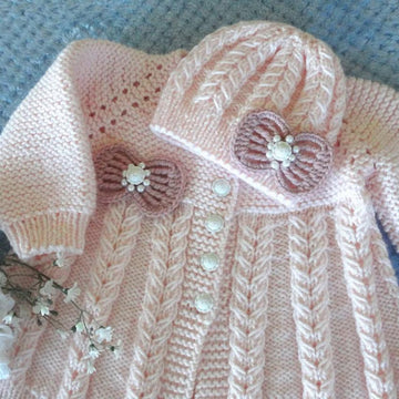Knitted Baby Cardigan and Baby Beanie by Elena Mitchell