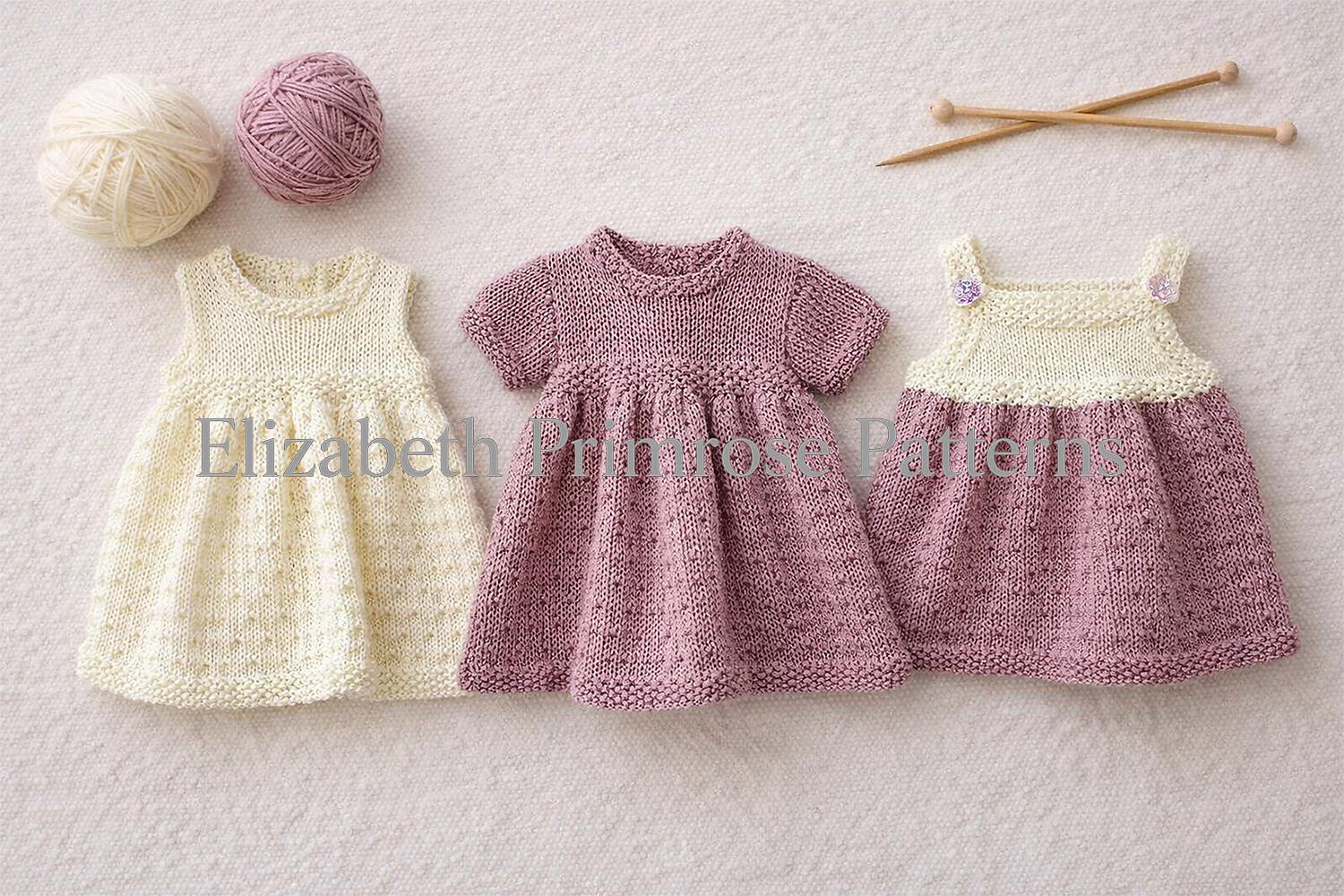 Dewdrop Dresses Knitting Pattern P122 | Dolls Clothes | Elizabeth Primrose Patterns