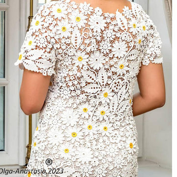 Lace blouse with daisies Irish lace 2