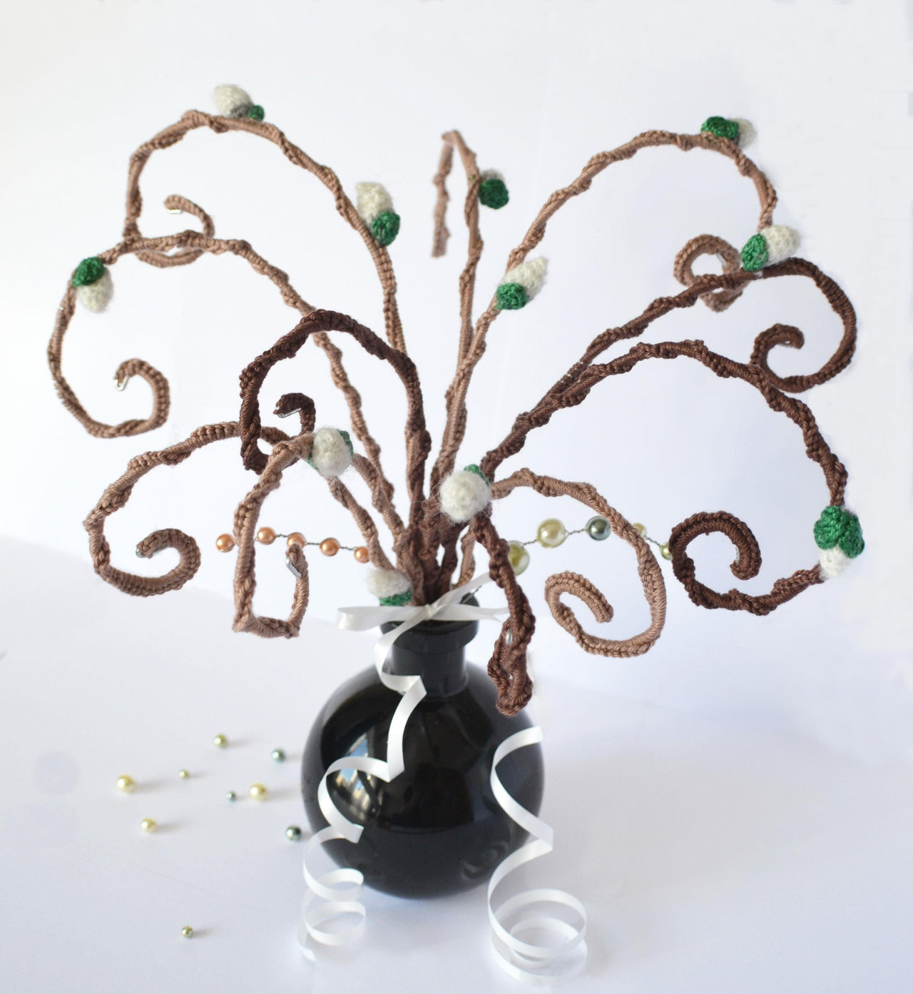 Pussy Willow Tree Branch. Curly Willow. Easter egg tree