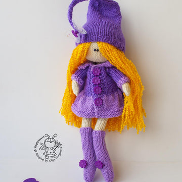 Lilac fairy dreams doll knitted flat