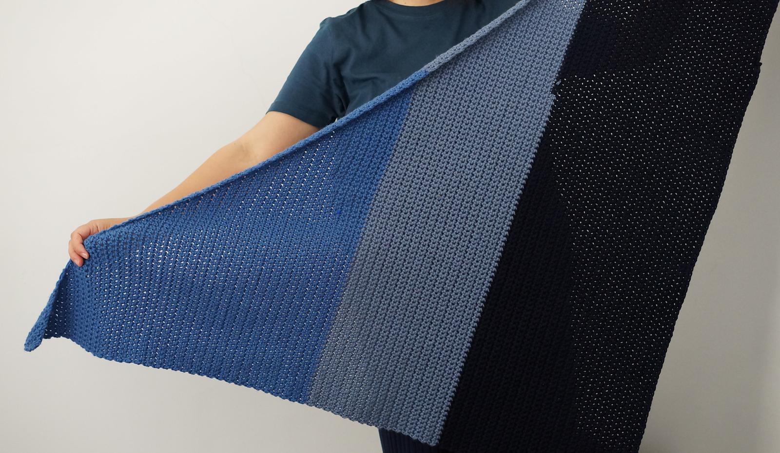Three Shades of blue shawl