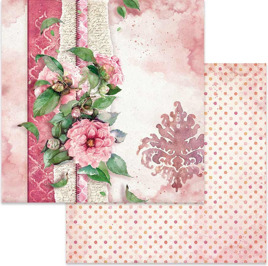 Stamperia Intl Stamperia Double-Sided Cardstock 12"X12" 10/Pkg - Flowers For You On Pink Background