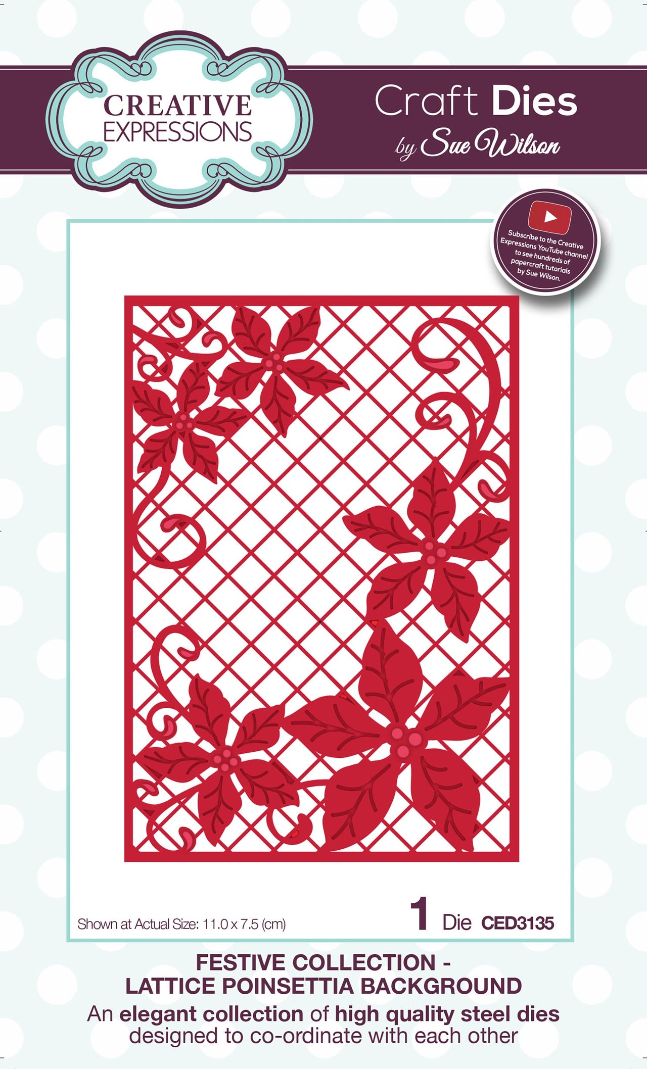 Creative Expressions Festive Craft Dies By Sue Wilson - Lattice Poinsettia Background