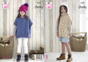 Ponchos & Hat in King Cole Comfort Chunky & Comfort Chunky Multi - 5169 - Leaflet