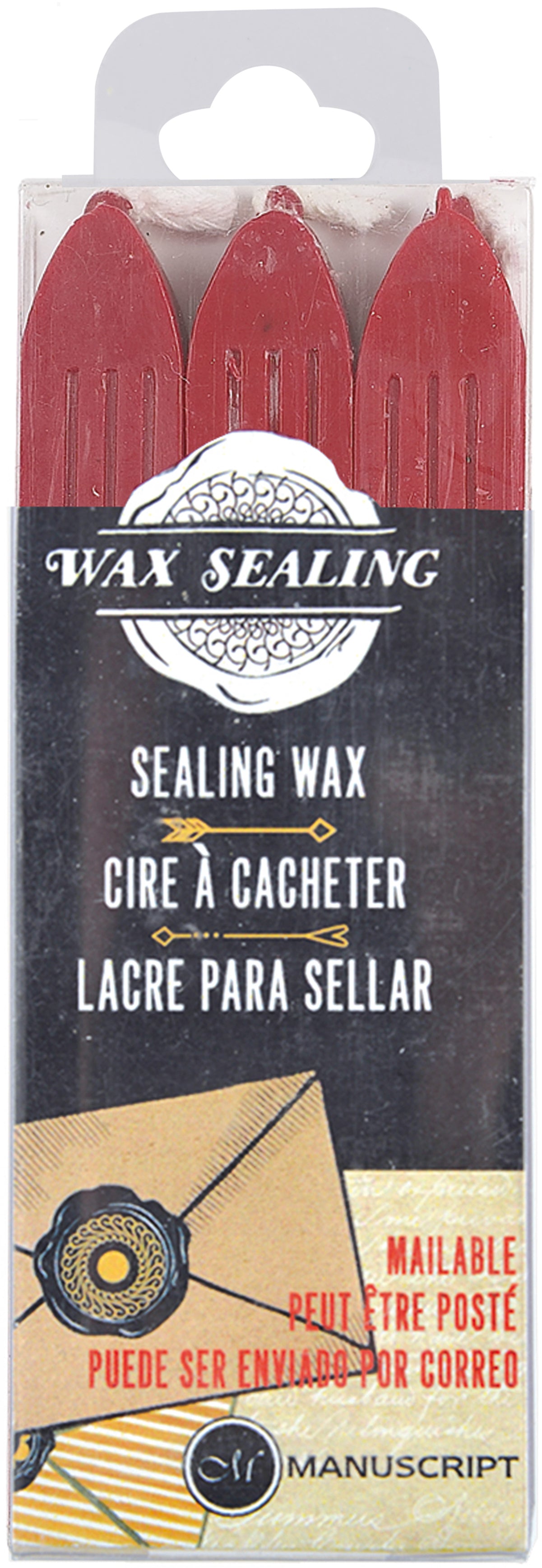 Manuscript Pen Manuscript Traditional Sealing Wax Sticks W/Wick 3/Pkg - Red