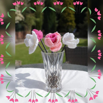 Rose knitted flower