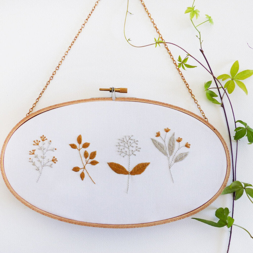 Tamar Gold & Gray Blossom Printed Embroidery Kit - 8in