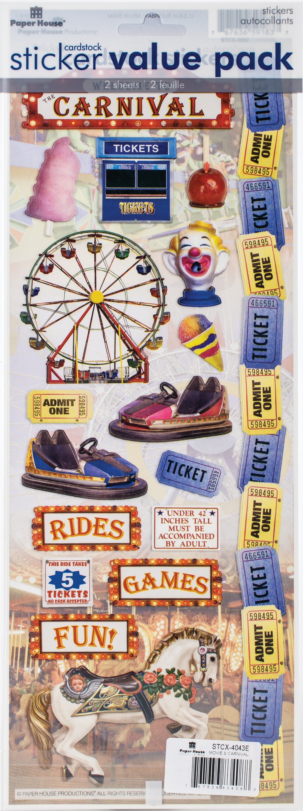 Paper House Cardstock Sticker 2/Pkg - Movie & Carnival