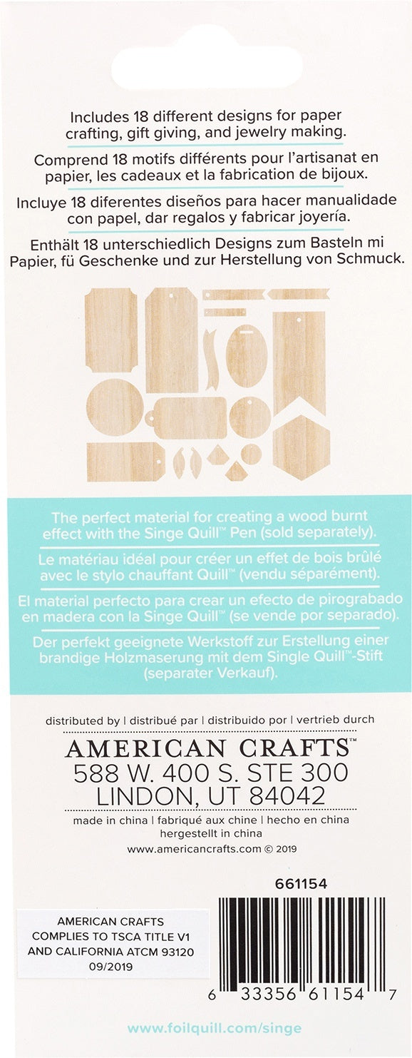 We R Memory Keepers Singe Quill Veneer Ephemera 18/Pkg - Assorted Shapes