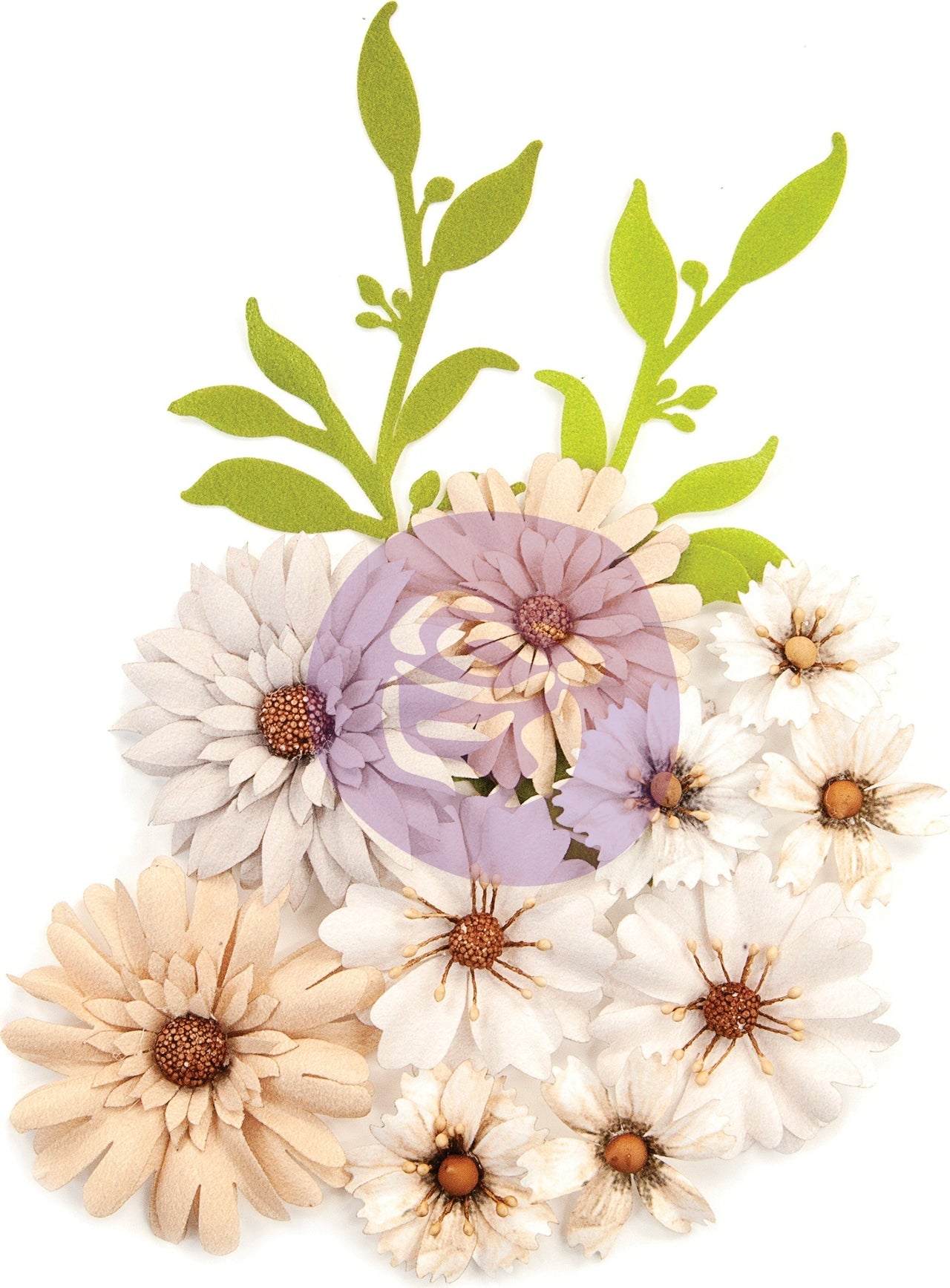 Prima Marketing Fabric Flowers - Floral Landscape/Pretty Pale, 12/Pkg