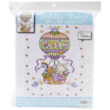 Tobin Stamped Quilt 34in x 43in Balloon Ride Cross Stitch Kit