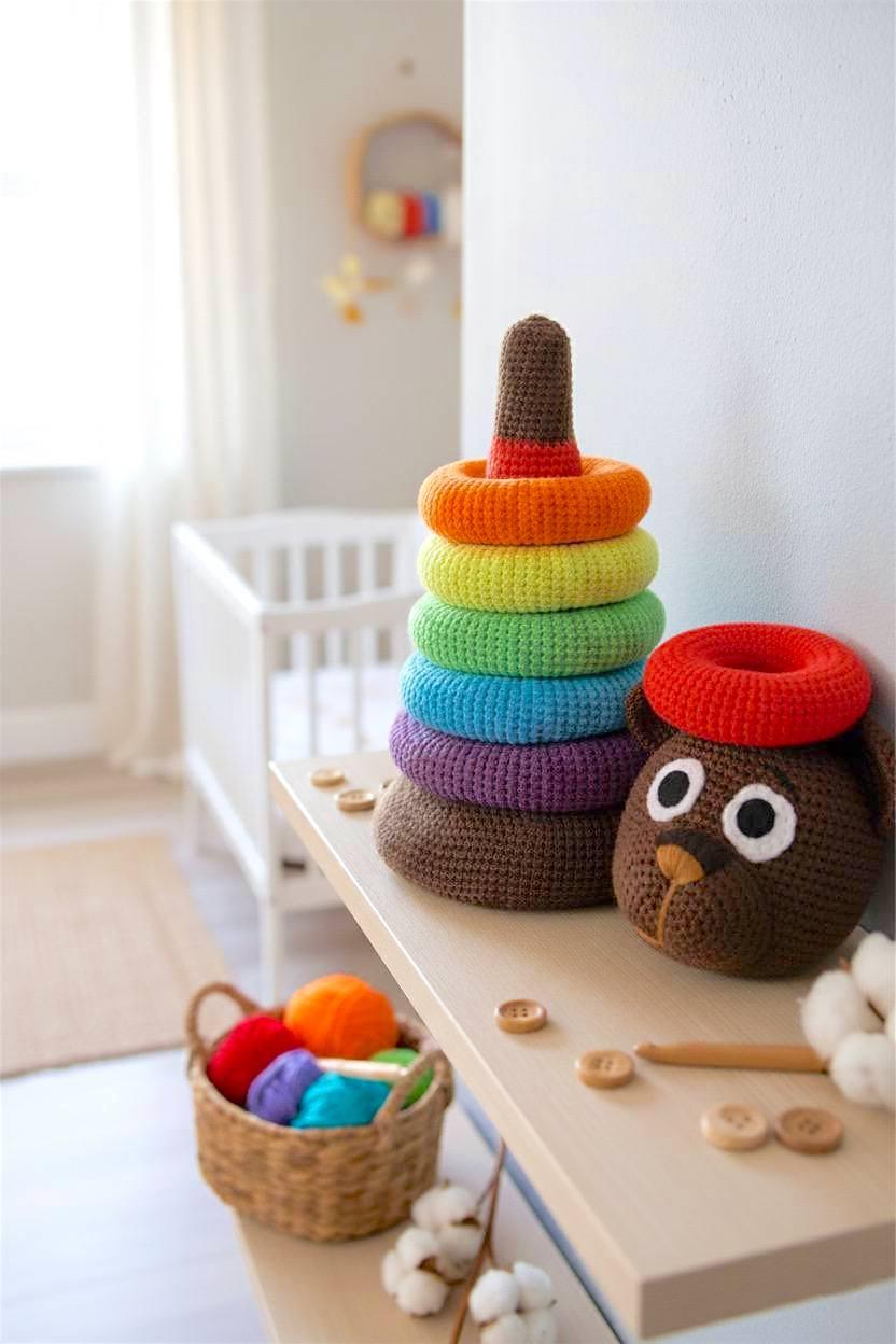 Rainbow Bear stacking rings toy