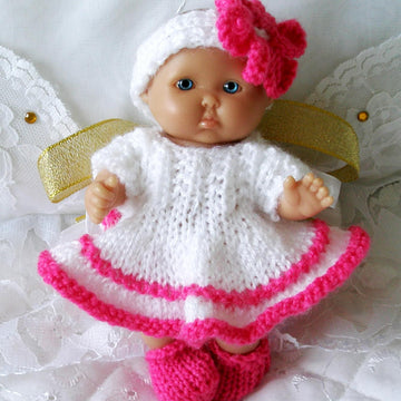 Berenguer Dolls Knitting pattern, 5 & 8 " Dress, Headband and Shoes