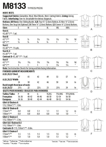 McCall's Men's Vest M8133 - Sewing Pattern
