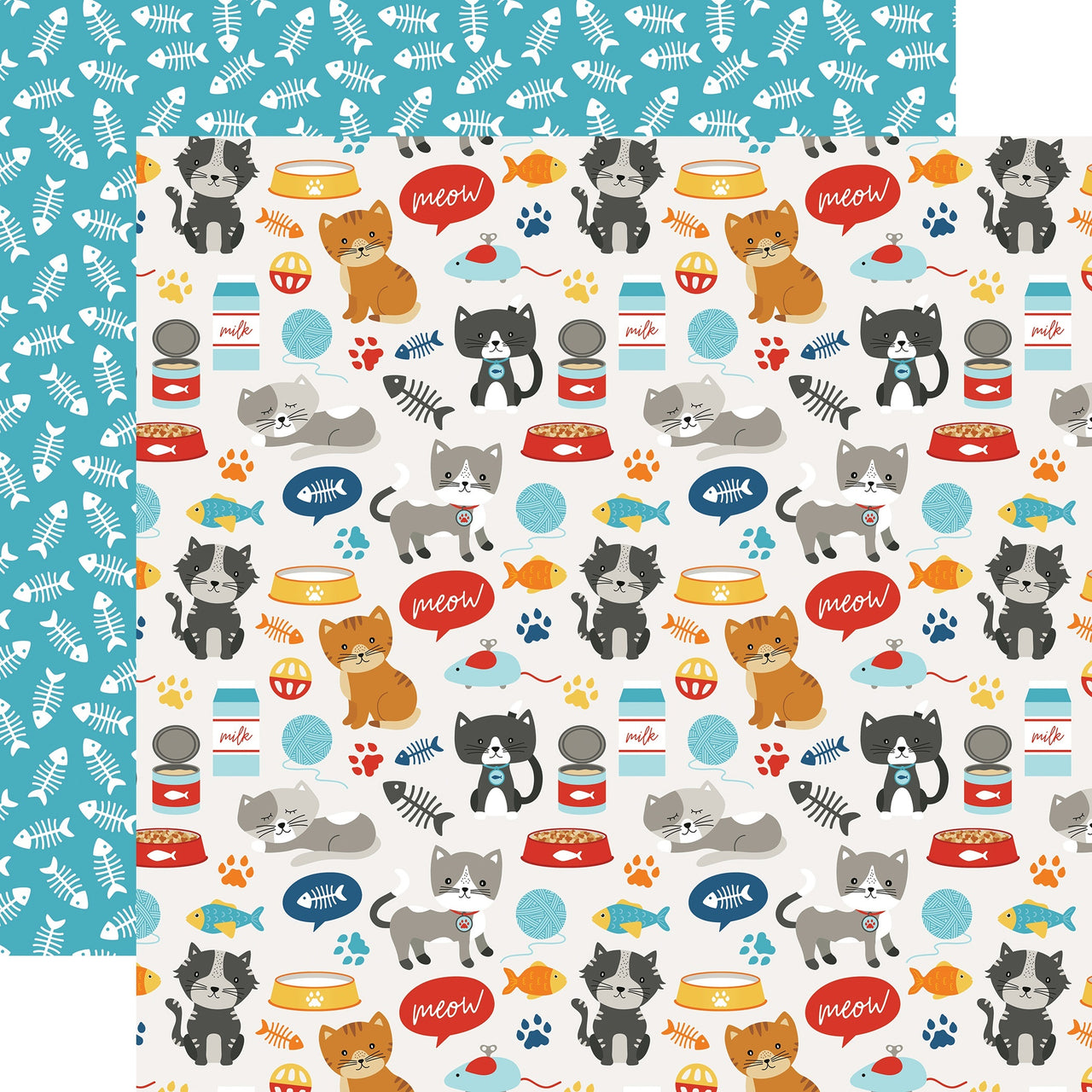 Echo Park Paper I Love My Cat Double-Sided Cardstock 12"X12" 25/Pkg - Meow