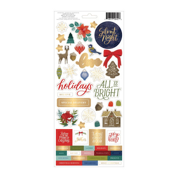 American Crafts Together For Christmas Cardstock Stickers 5.5"X12" 101/Pkg - Accents & Phrases W/Gold Foil Accents