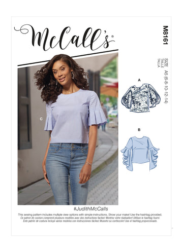 McCall's JudithMcCalls - Misses' Tops With Trumpet, Tulip, Pleated Or Bubble Sleeves M8161 - Sewing Pattern