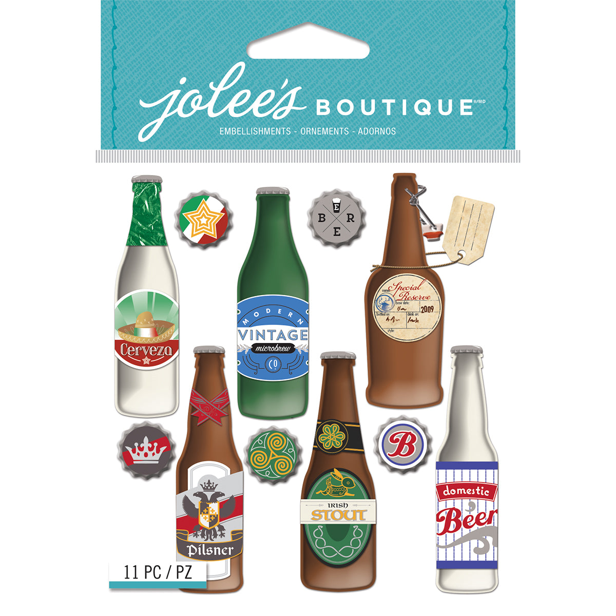Jolee's Boutique Dimensional Stickers - Beer Bottles