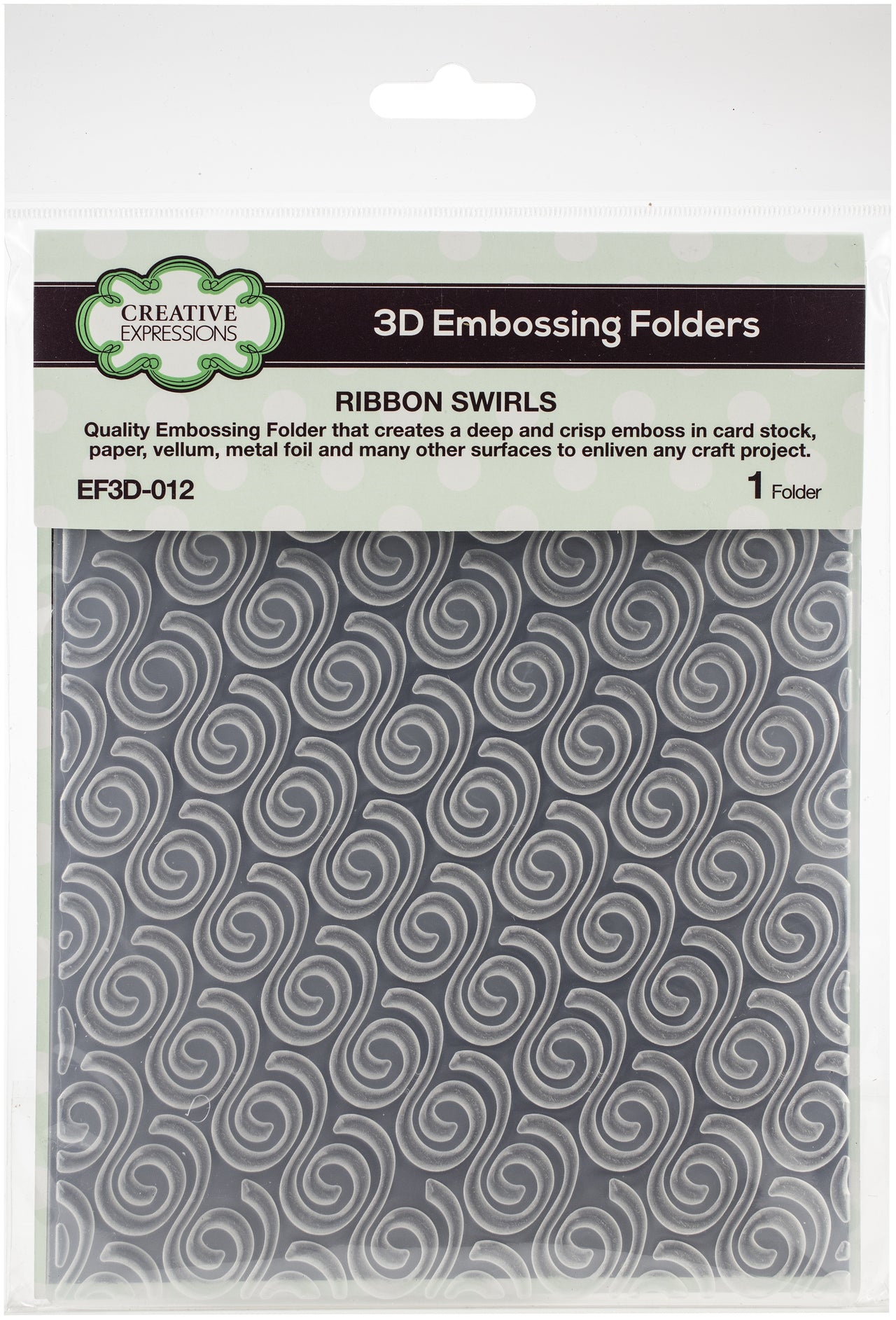 Creative Expressions 3D Embossing Folder 5.75"X7.5" - Ribbon Swirls