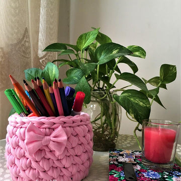 Zpaghetti (t-shirt) yarn basket- Oblique st-Pink