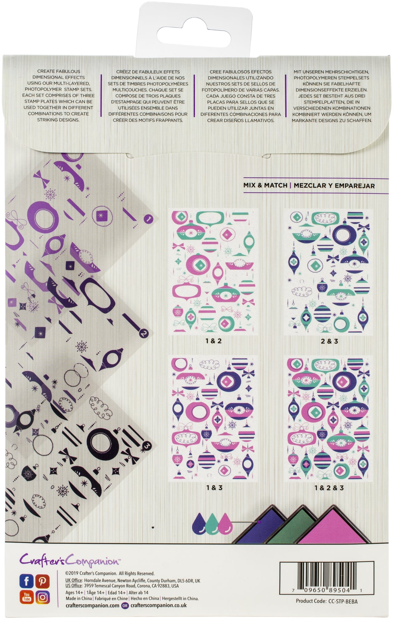 Crafter's Companion Background Layering Stamps - Beautiful Baubles