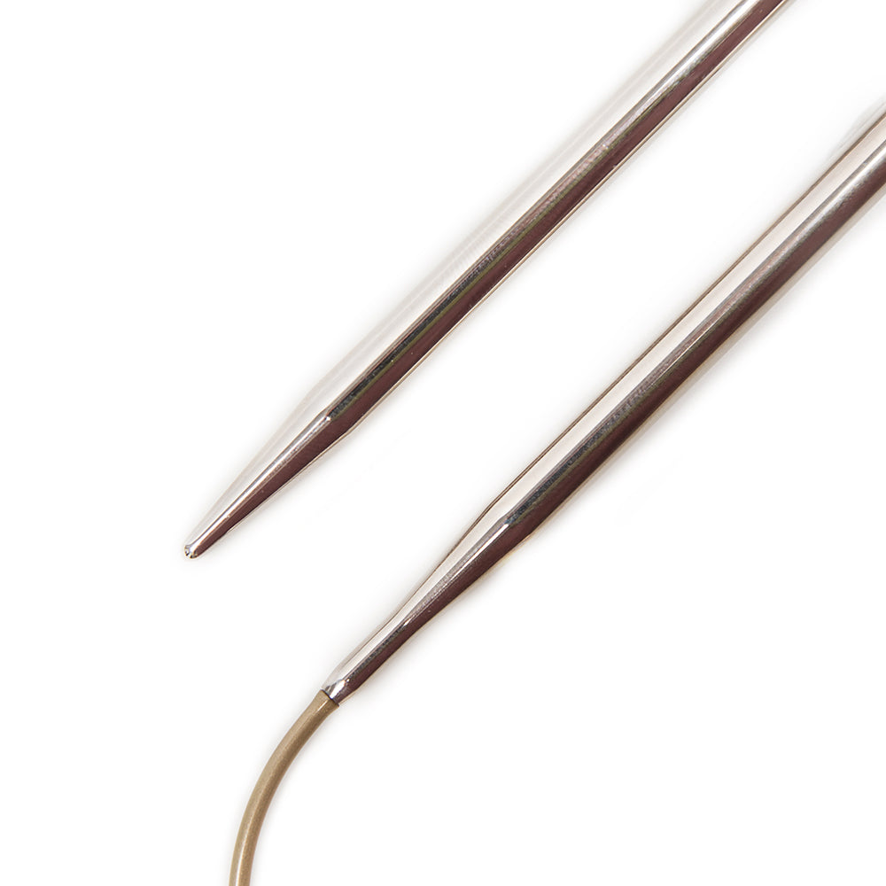 AddiClassic Circular Knitting Needle with Brass Tips and Gold Cords 40cm