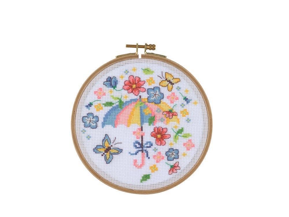 Creative World Of Crafts April Showers Cross Stitch Kit - 15.5cm