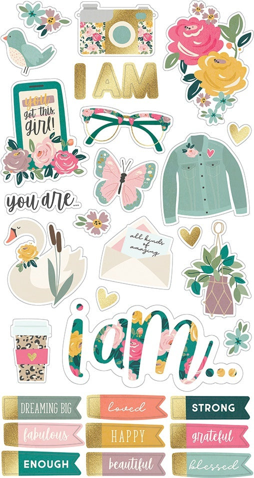 Simple Stories I Am Chipboard Stickers 6"X12" - 619719