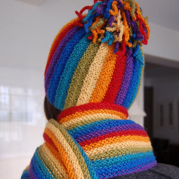 Rainbow Hat and Scarf to Knit