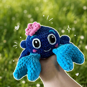Blue Blossom Crab Amigurumi, Crochet Pattern