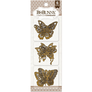 American Crafts BoBunny Laser-Cut Chipboard Shapes 6/Pkg - Butterflies, 6/Pkg