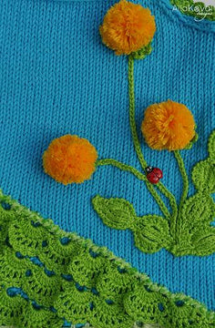 Dandelion Tunic Hand Knitted with crochet details
