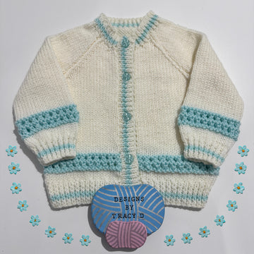 Adele Baby knitting pattern short/long sleeve Cardigan 16-20" chest size