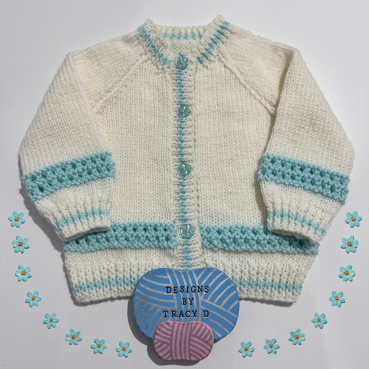 Adele Baby knitting pattern short/long sleeve Cardigan 16-20" chest size