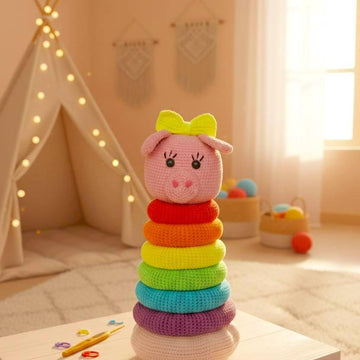 Stacking Rings Rainbow Pig