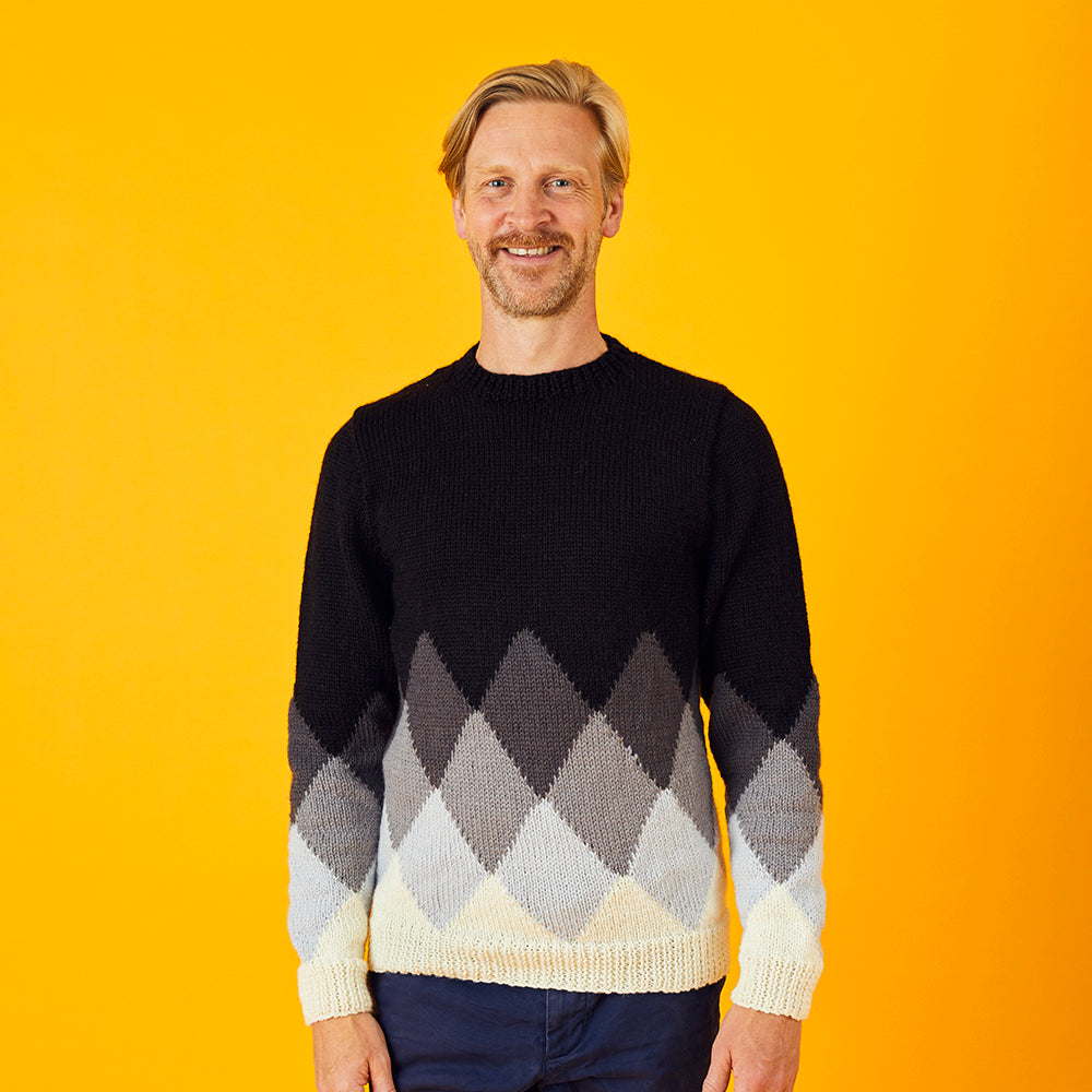 " Gray-dient Sweater " - Free Sweater Knitting Pattern For Boys and Men in Paintbox Yarns Wool Mix Aran by Paintbox Yarns